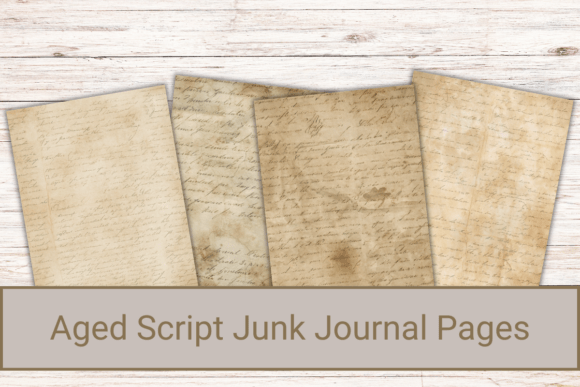 Aged Script Junk Journal Pages: Vintage Charm for Your Designs