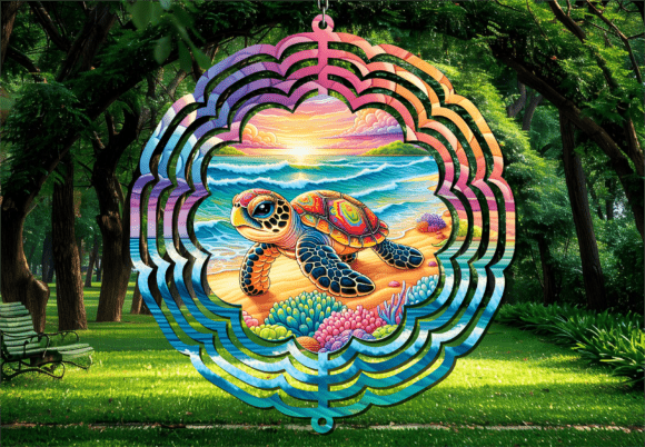Beach Sunset Sea Turtle Wind Spinner: A Designer's Take on Outdoor Motion