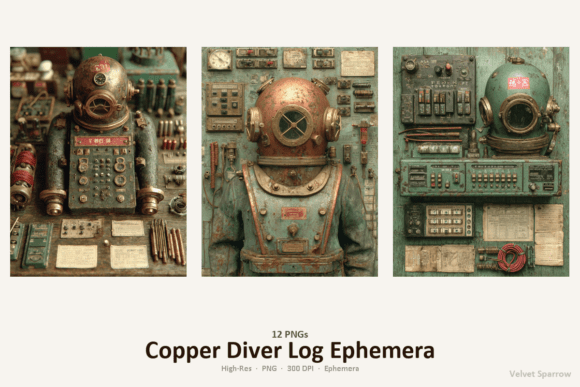 Copper Diver Log Ephemera: A Vintage Touch for Modern Crafts