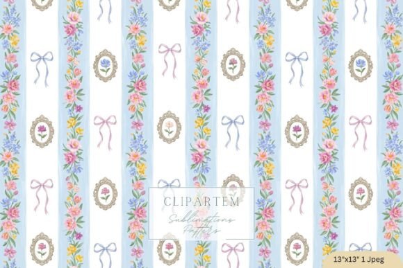 Coquette Floral Stripe Watercolor Frames