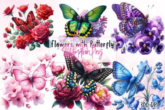 Flowers with Butterfly Sublimation: Nature's Art for Your Projects