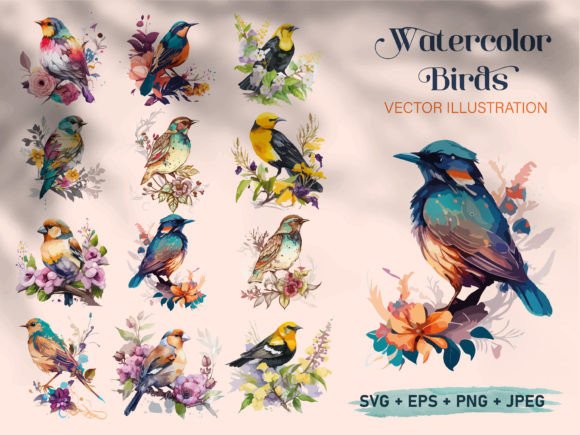 Watercolor Bird & Sparrow Painting Set: A Designer's Asset