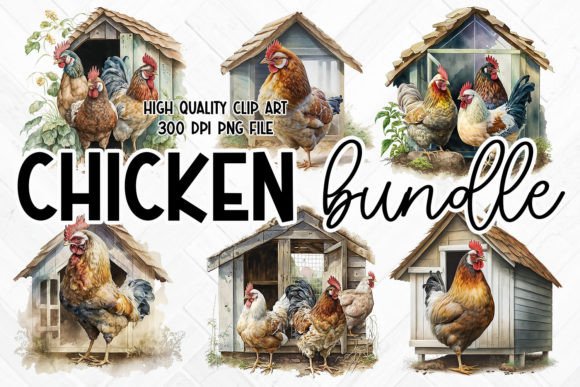 Watercolor Chicken Clipart Bundle: A Rustic Design Toolkit