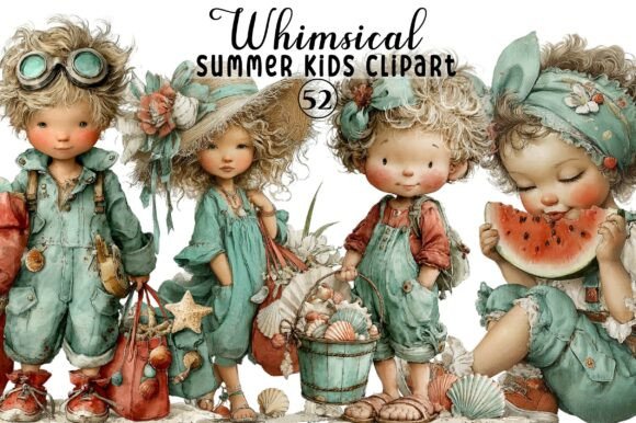 Whimsical Summer Kids Clipart: A Designer's Asset for Playful Projects