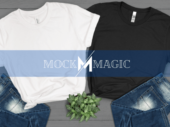 White & Black Bella Canvas 3001 Mockup: Your Design Canvas